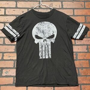 Marvel Punisher Black Faded Skull Graphic T-Shirt Women's Medium Comic Tee